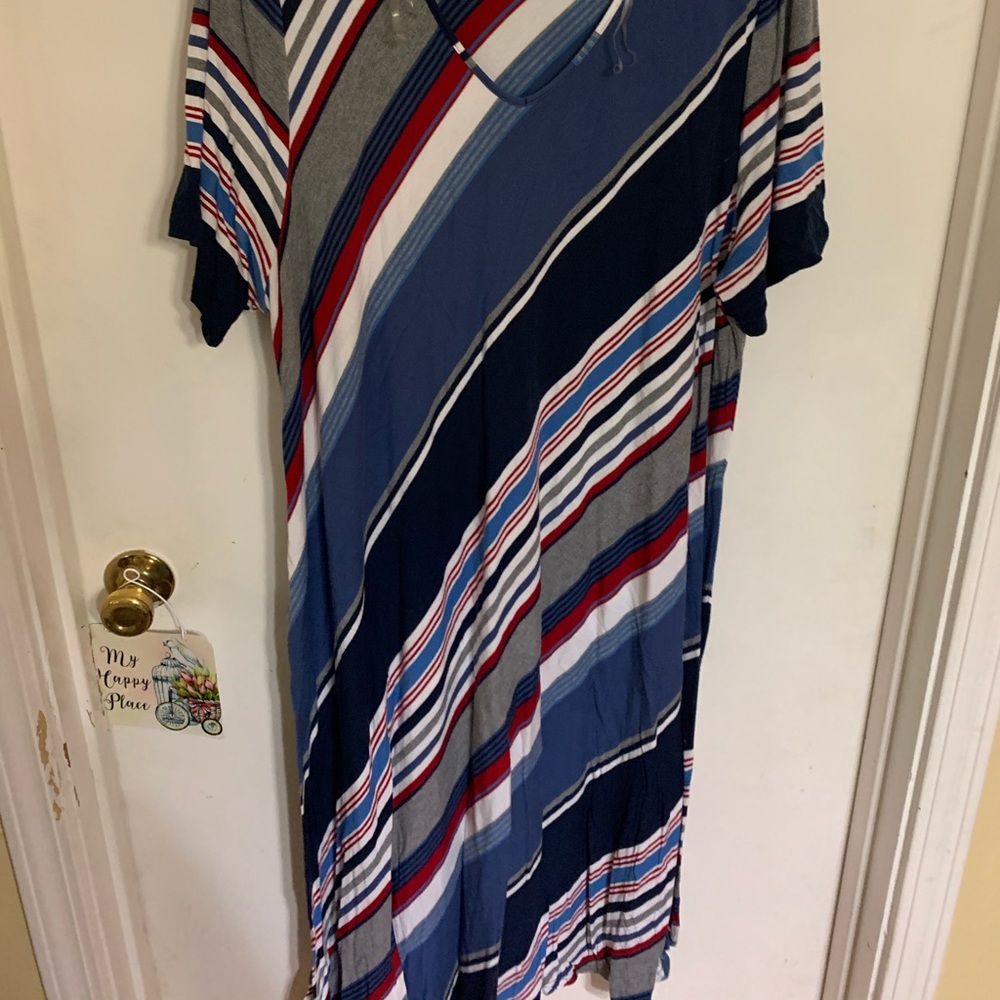 Long red white and blue dress
